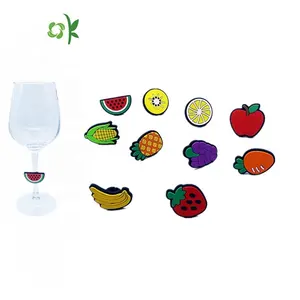 Oksilicon-rotuladores de silicona con diseño de fruta, alta calidad, precio de fábrica, para bebidas, copas de vino, dijes