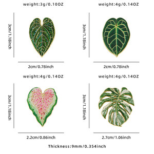 Broches en émail personnalisées en forme de feuille de Monstera, badges de revers en métal, fabrication OEM/ODM en gros pour usine - Product Image 2