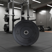 Venta al por mayor transfronteriza de discos de goma negros personalizados para levantamiento de pesas, gimnasio comercial, sentadillas, con orificio grande y alta elasticidad