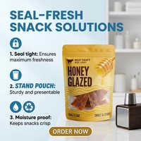 Sachets Doypack Personnalisés Refermables pour Emballage Alimentaire, Anti-humidité, avec Fermeture Zip, pour Bœuf Séché, Bâtonnets de Miel et Snacks
