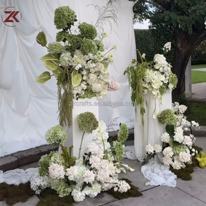 ZKAI Centro de Mesa de Flores Hecho a Mano para Boda, Hilera de Hortensias, Calas y Amarantes, Diseño de Arreglo Floral Natural para Boda - Product Image 6