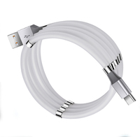 Kabel pengisi daya USB silikon tipe c, Kabel pengisian daya USB-C silikon magnetik 3-in-1 2A 2,4 A tipe-c