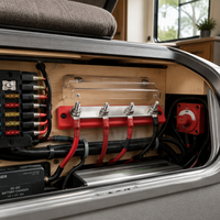 Barre omnibus étanche 48VDC 300A avec bornes M8 en cuivre et nylon, bloc de distribution d'énergie pour applications automobiles, VR, marine, bateaux et systèmes solaires