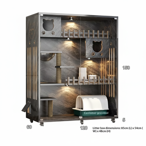 וילה לחתולים מעץ בעיצוב יוקרתי קליל, לשימוש בכל עונות השנה, 120x60x150 ס\\\"מ, ללא צורך בהרכבה - Product Image 1