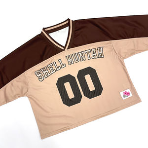 เสื้อฟุตบอลแนวสตรีทอเมริกันเสื้อฟุตบอลทรงโอเวอร์ไซส์ระบายอากาศตาข่ายพิมพ์ซับลิเมชันตามสั่ง - Product Image 2