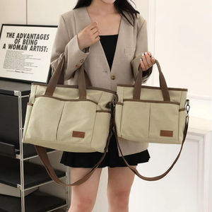 Bolso de Lona de Gran Capacidad para Mujer, Estilo Casual, con Cierre y Correa Simple, para Llevar al Hombro o Cruzado - Product Image 3