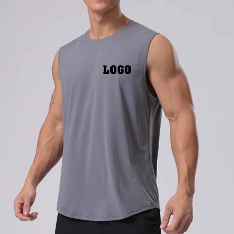 New Fashion Solid Sleeveless Sports Tank Top Custom Men's Basketball Running Training Fitness Gym Vests Shirt