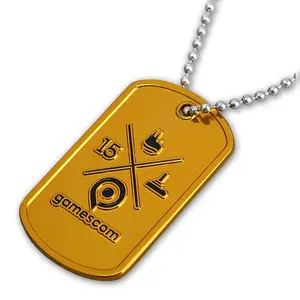 Hip Hop Letter Name Tag Custom Your Own Logo Pendant Id Qr Code Necklace Engraving Soft Enamel Metal Dog Tags with Chain