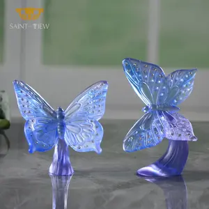 2022 Spring Crafts Desktop Modern Decor Crystal Art Carving Souvenir Butterfly Ornaments for Living Room