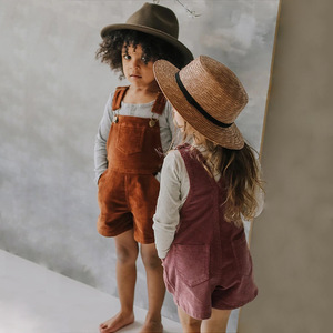 Macacão escolar infantil de cores lisas, personalizado, sem mangas, suspensório, veludo, para meninas - Product Image 5