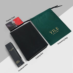 Lüks kağıt hediye kutusu ve saten ipli toz ambalaj poşetleri peruk kutusu ile özel logo, teşekkür kartı - Product Image 1