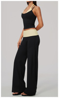 Débardeur de sport pour femme effet deux pièces, col licou, brossé, color block, extensible, séchage rapide, pour yoga, gym et course à pied