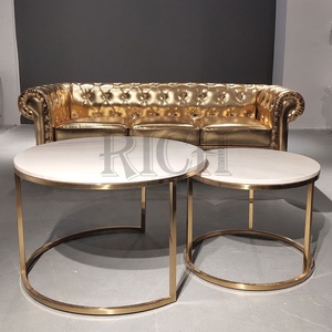 Or de luxe PU En Cuir Chesterfield Canapé 3 Places Capitonné Chesterfield Canapé Meubles D'hôtel De Barre D'or PU Canapé - Product Image 2