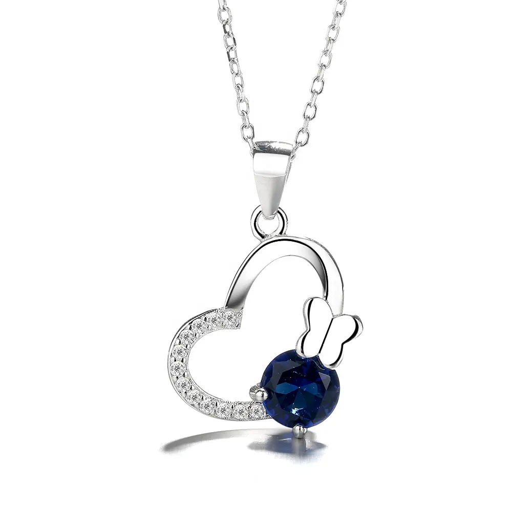 925 Sterling Silver Jewelry Fashion Women Beautiful Heart-Shaped Pendant necklace
