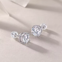 Boucles d'oreilles clous en moissanite réaliste 2026ZP, en argent 925, sertissage à quatre griffes, bijoux classiques de luxe, cadeau idéal pour mariage et anniversaire