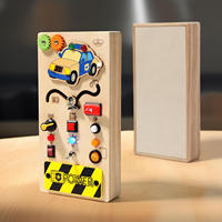 Tableau d'activités en bois avec éclairage LED, jouet éducatif Montessori pour enfants de 3 à 6 ans, volant et panneau de commande