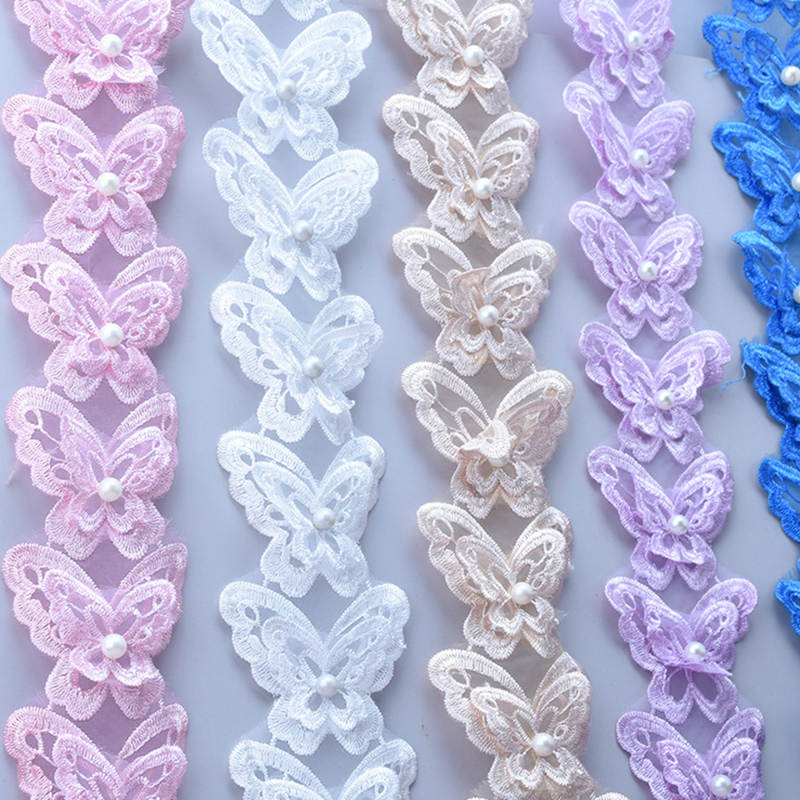 Patchs Brodés En Dentelle 3D GORGECRAFT - 2 Pièces Fleurs Perlées Rose Pour Coudre Sur Vêtements, Jeans, Déco