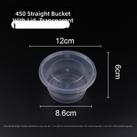 Bol à soupe rond en plastique PP de 300 ml avec couvercle hermétique, compatible micro-ondes, récipient jetable pour soupe chaude et bouillie