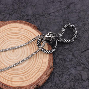 <b>Silver</b> Scorpion And <b>Snake</b> Double Pendant Necklace With Knotted <b>Chain</b> Carved Design Insect Animal Zodiac Fashion Jewelry - Product Image 4