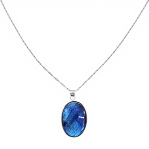 Colgante Moderno de Plata de Ley 925 con Labradorita Azul Ovalada, Joyería Elegante para Fiestas, Antideslustre, Amuleto de Lujo - Product Image 2