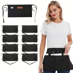 Tablier de travail court en terylène pour serveuses, avec poches, couleur et logo personnalisables, design portable pour usage promotionnel, vente en gros - Product Image 2