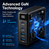 Chargeur mural rapide GaN 140W avec affichage numérique, USB-C PD140W, USB A QC30W, adaptateur secteur multi-appareils pour ordinateur portable et téléphone