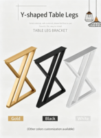 Lot de 2 pieds de table géométriques en fer doré de luxe moderne avec finition thermolaquée, solides et faciles à installer pour table à manger, table basse ou bureau