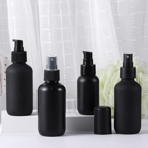 Black Frosted Plastic <b>Bottles</b> 60ml 120ml With <b>Pump</b> Spray For Skincare Packaging - Product Image 1