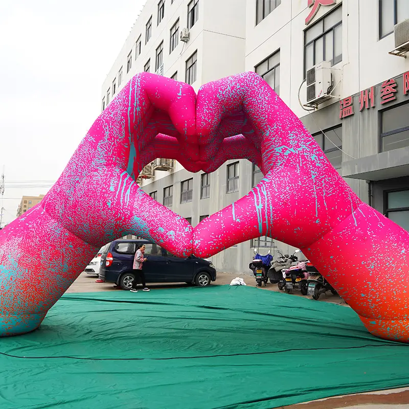 야외 사용자 정의 디자인 거대한 광고 만화 큰 사랑 심장 손 마스코트 inflatables 장식