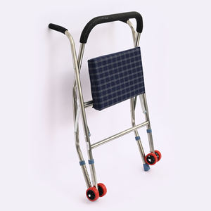 Canne à quatre pieds en acier inoxydable robuste et durable, pliable avec siège et roues, aide à la marche pour personnes âgées, rééducation après un AVC - Product Image 4