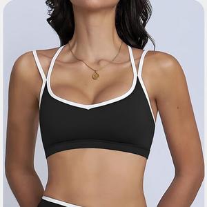 Soutien-gorge de sport pour femme en gros, à double bretelle fine, dos croisé, avec coussinets amovibles, soutien léger, pour yoga, pilates et fitness, style crop top - Product Image 3