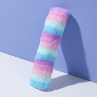 Jouet à mâcher couineur pour chien en peluche à rayures arc-en-ciel avec herbe à chat, poils longs et duveteux, nettoyage des dents, 3 couleurs, vente en gros, personnalisable