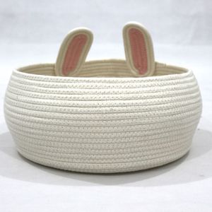 2024 Offre Spéciale rond beignet lit pour animaux de compagnie Simple rose lapin oreille conception blanc coton corde <span class=keywords><strong>panier</strong></span> pour animaux de compagnie pour chat chiens lit de couchage - Product Image 6