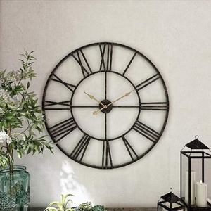 SWT vente <span class=keywords><strong>en</strong></span> <span class=keywords><strong>gros</strong></span> 24 pouces/60cm classique salon décoration <span class=keywords><strong>en</strong></span> métal <span class=keywords><strong>horloge</strong></span> murale chiffres romains métal géométrique horloges murales pour <span class=keywords><strong>bureau</strong></span> - Product Image 2