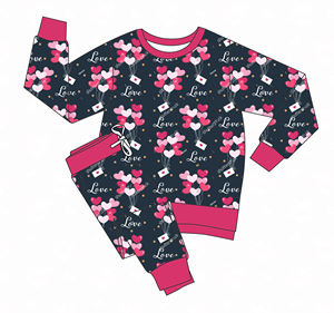 Ensemble de survêtement personnalisé pour bébé et enfant pour la Saint-Valentin, ensemble de jogging pour tout-petit, <span class=keywords><strong>sweat</strong></span>-shirt pour garçon et fille, tissu en molleton français - Product Image 1