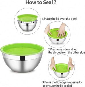 Bowls with Lids Stainless Steel Mixing Bowls for Baking Cooking and Serving Food Nesting Metal Bowls for Space <b>Saving</b> Storage - Product Image 3