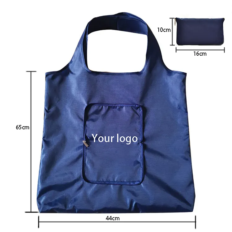 Custom recycle polyester reusable shopping grocery tote bag foldable shopping bag with logo