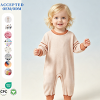 Groothandel Waffle 100% Katoen Lange Mouwen Baby Romper Contrast Baby Jumpsuit Herfst Peuterkleding Fabriek Aanpasbaar