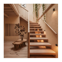 Escalier flottant intérieur avec bande lumineuse LED, marches en bois de chêne, garde-corps en verre de sécurité, certifié CE, escalier sur mesure