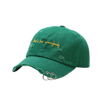 Hochwertige Baumwoll-Baseballkappe für Herren mit Ring-Stickerei-Logo, individuelle Distressed-Dad-Hats mit Rissen