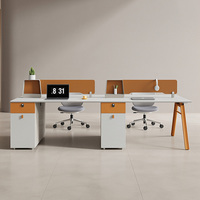 Poste de travail de bureau moderne avec cloison, ventilateur intégré et armoire latérale pour zone de travail ouverte du personnel