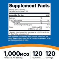 Compléments alimentaires en gommes à la vitamine folique végétalienne personnalisés, 1000 mcg par portion, améliorent la mémoire et le sommeil pour les hommes et les femmes, OEM
