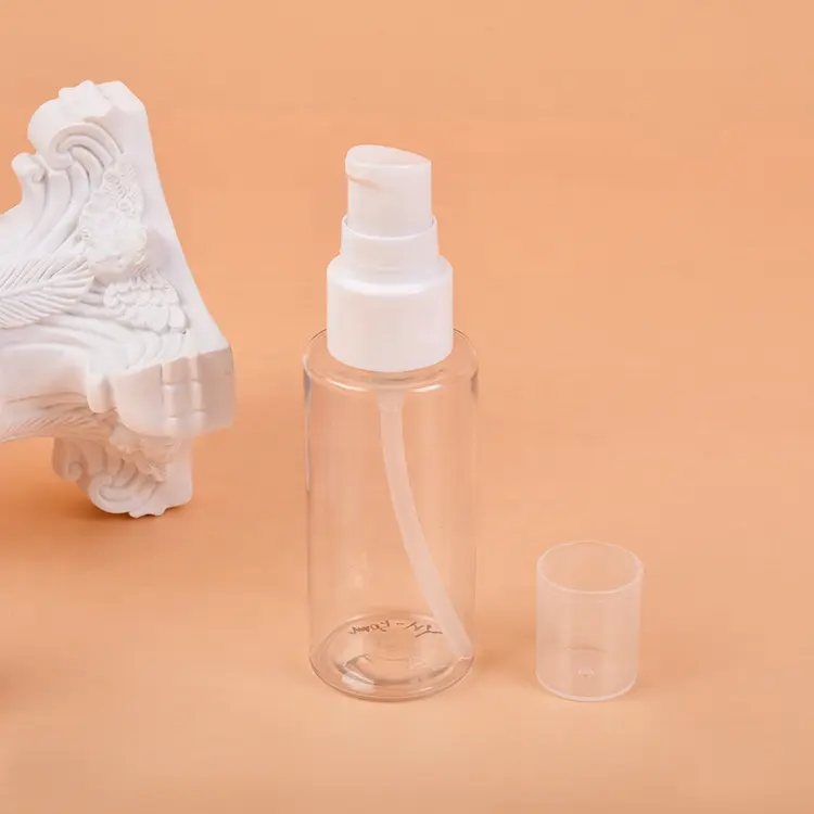 Vente chaude clair 50ml forte force de traction liquide bouteille de lotion de sérum en plastique pour l'emballage de cosmétiques de soins de la peau