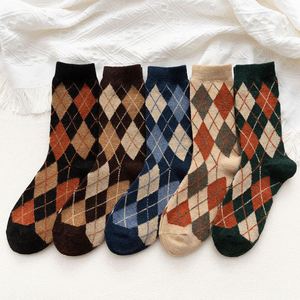 2022 New Wholesale Ladies Thick <b>Wool</b> Crew Winter Calcetin Chaussettes Plaid Pattern Woolen <b>Socks</b> Women Unisex - Product Image 3