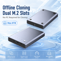 Boîtier double baie pour clonage hors ligne de SSD NVMe M.2, USB 3.2 Gen2x2 20 Gbit/s, en aluminium, compatible 2230/2242/2260/2280, jusqu'à 8 To, clé M
