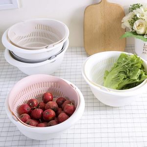 Food-Grade PP+PET <b>Plastic</b> Eco-Friendly Double-Layer Salad & Fruit & Vegetable <b>Colander</b> - Product Image 3