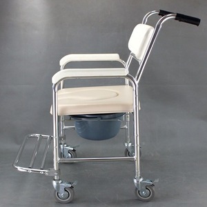 Silla de Ruedas con Inodoro 3 en 1, Taburete de Aluminio para Inodoro, Equipo de Rehabilitación, Silla de Baño con Ruedas - Product Image 4