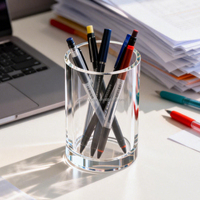 Support de stylos en acrylique transparent moderne et portable, poli, pour bureau, école, présentoir rond en acrylique – Prix usine