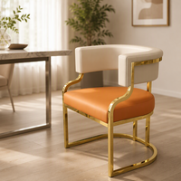 Fauteuil d'appoint de luxe léger en cuir avec structure métallique pour salle à manger, salon de beauté, hôtel et usage de loisirs