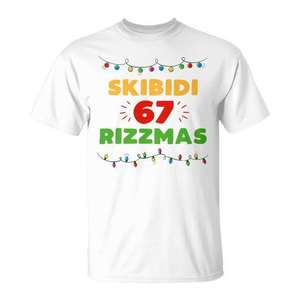 Camiseta navideña Skibidi 67 Rizzmas Tri-Blend Gen Z Slang Xmas Holiday Shirt - Product Image 1